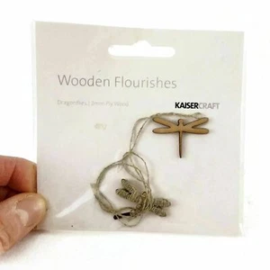 Kaiser Craft Wooden Flourishes Dragonflies 2mm Ply Wood Art Craft Do It Yourself - Picture 1 of 2