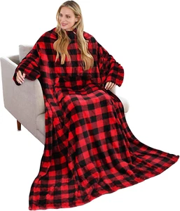 Wearable Blanket with Sleeves for Adults, Softness Comfort Warmth Fleece Gift fo - Picture 1 of 12
