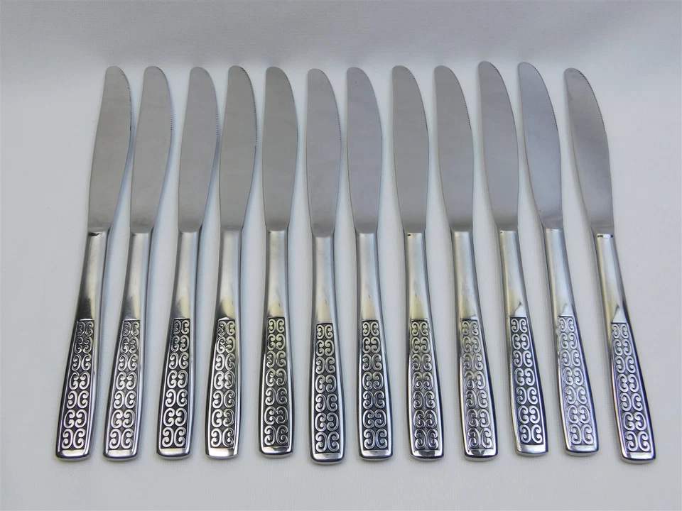LOTE de facas de jantar 12 peças prata internacional SERENATA aço inoxidável MCM - Imagem 1 de 4