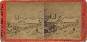 Eje de túnel Sutro J.K.Sutterley & Co. stereoview (años 1860) No.1, Nevada - Imagen 1 de 2