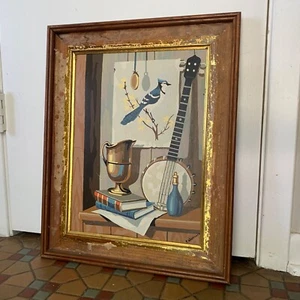 Vintage Mid Century Malen nach Zahlen Stillleben Blue Jay Banjo American Heritage - Bild 1 von 6