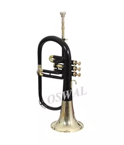 BRAND NEW BLACK BRASS Bb FLUGEL HORN+FREE CASE+MOUTHIPIECE - Picture 1 of 4