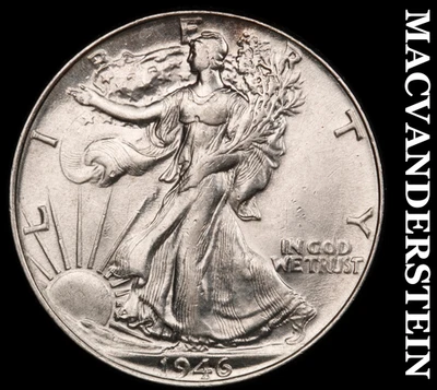 1946 Walking Liberty Half Dollar - Scarce  High Grade  Lustrous  #F8222 - Image 1 of 2