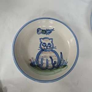 MA Hadley Pottery Bowl Striped Cat Collectible Vintage Folk Art Round 7.5" - Picture 1 of 2