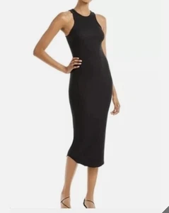 Rag & Bone Midi Tank Dress XL Black “Moon” Rib Knit Bodycon - Picture 1 of 5