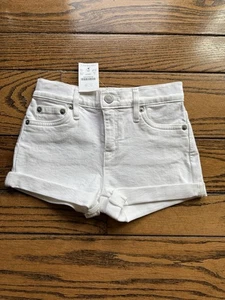 Crewcuts J. Crew Girls White Denim Jean Cuffed Rolled Shorts Short 5 New - Picture 1 of 4