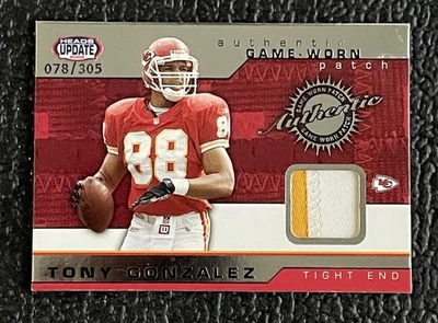 🔥TONY GONZALEZ 2002 PACIFIC HU 2 COLOR GAME USED DIRTY JERSEY CARD /305🔥CHIEFS - Image 1 of 2