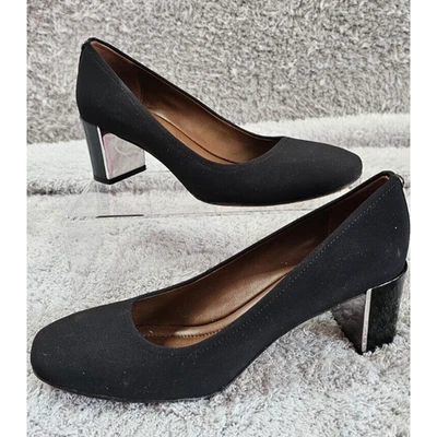 Zapatos de tacón Donald Pliner Suzette de tela elástica sin cordones negros talla 7,5 Foto 1 de 4