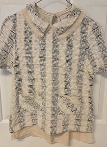 Anthropologie Kragen Strick Tweed Boucle GEFÜTTERTES Top Größe XS - Bild 1 von 6