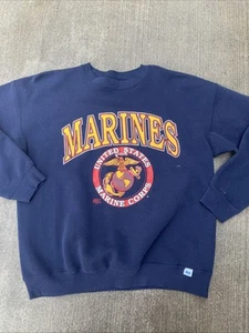 Vintage United States Marine Corps Navy Graphic Print Crewneck Size Large - Picture 1 of 6