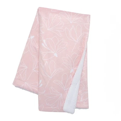 Manta suave para bebé de piel de oveja sintética polar floral rosa/blanco pétalos de hiedra corderos e hiedra Foto 1 de 4