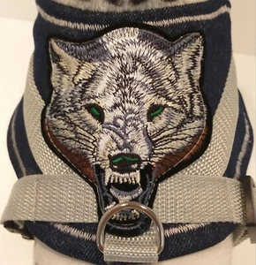 Arnés suave talla M arnés de pecho vaquero lobo azul gris perro salchicha Jack Russel perros - Imagen 1 de 5