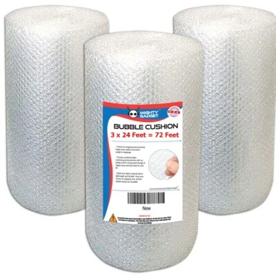 3 Pack  Bubble Cushioning Wrap Rolls, Air Bubble, 12 Inch x 72 Feet Total - Image 1 of 4