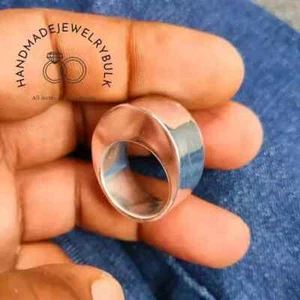 Heavy Big Dome Ring Long Wide Dome Ring Solid 925 Sterling Silver Geometric Ring - Picture 1 of 6