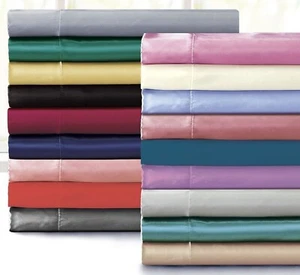 Bibb Home Silky Satin 4 Piece Sheet Set - Picture 1 of 19