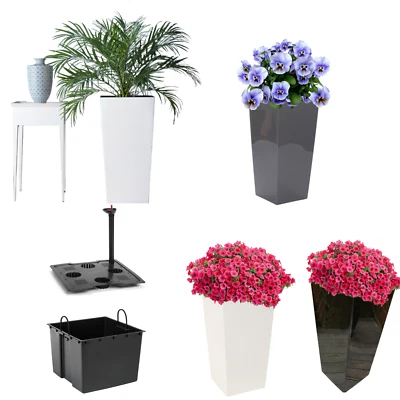 Blumenkübel mit/ohne Bewässerungssystem Hochglanz Pflanzgefäß 6 FARBEN 29x29x57 - Bild 1 von 4