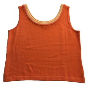 St. John Womens Pullover Sweater Orange Yellow Sleeveless Scoop Neck USA L - Picture 1 of 8