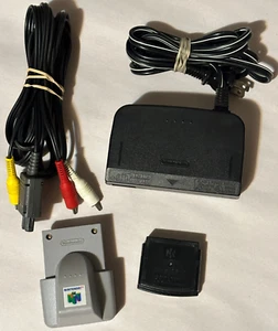 Nintendo 64 Rumble Pak, Jumper Pak, cables AV, lote de fuente de alimentación de CA *PROBADO* - Imagen 1 de 5