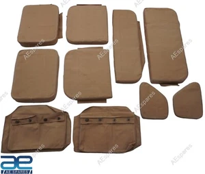Complete Canvas Seat Cushion Set Tan Color For Willys Jeeps Ford MB GPW - Picture 1 of 7