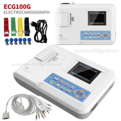 CONTEC Portable EKG Monitor ECG Machine electrocardiograph Free Printer ECG100G - Image 1 of 4
