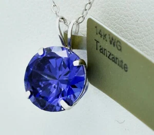 AAA TANZANITE 3.47 Cts PENDANT 14K WHITE GOLD - Made in USA - NWT - Picture 1 of 4