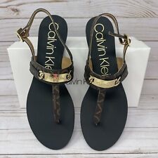 Calvin Klein Sandal Womens Size 9 Soley Charm Shoes Espresso Brown New in Box