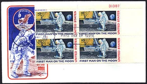 #C76 MOON LANDING Doble Cubierta Cancelada Craft Cachet FDC UA PLATE # BLOQUE Lote 986 - Imagen 1 de 1