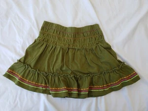 Gymboree Girl Wild For Zebra Green Ruffle Embroidered Boho Skirt Size 5 EUC BTS - Picture 1 of 5