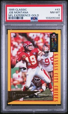 1995 Classic NFL Experience  Gold 43 Joe Montana (GOAT) - HOF PSA 8 - New Slab - Image 1 of 2