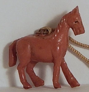 ENCANTO CABALLO LG CELULOIDE VINTAGE MARRÓN ROSADO JAPÓN - Imagen 1 de 2