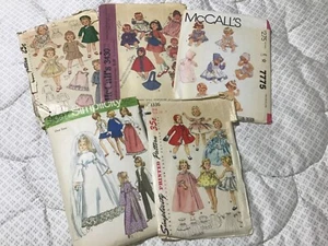 VINTAGE LOT OF 5 DOLL CLOTHES PATTERNS SIMPLICITY & McCALL’s SOME CUT SOME UNCUT - Picture 1 of 8