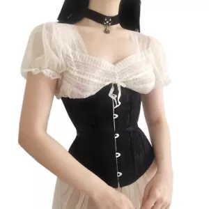 Gorset pod biustem Czarny pasek Trampki talii Wiktoriański Renaissance Plus Size Top - Zdjęcie 1 z 14
