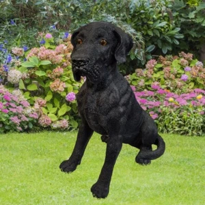 Figur Deutsche Dogge Hund schwarz 36 cm lebensecht wetterfest Garten Deko 2845 - Bild 1 von 1