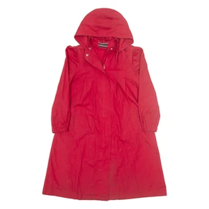 Vintage HUMMELSHEIM Girls Trench Coat Red 90s Hooded L - Picture 1 of 6