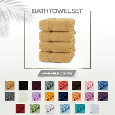 Luxury Bath Towels Pack of 4 27x54 Inches Cotton Soft 600 GSM Utopia Towels - Image 1 of 4