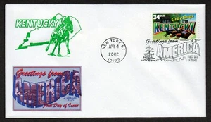 USA, SCOTT # 3577, ARTMASTER FDC COVER - KENTUCKY, GREETINGS FROM AMERICA 2002 - Picture 1 of 1