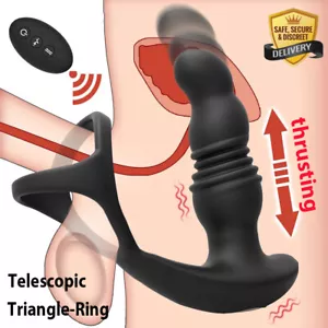 Thrusting Anal Vibrator Butt Plug Vibrating Prostate Massager Cock Ring Sex Toy - Picture 1 of 23