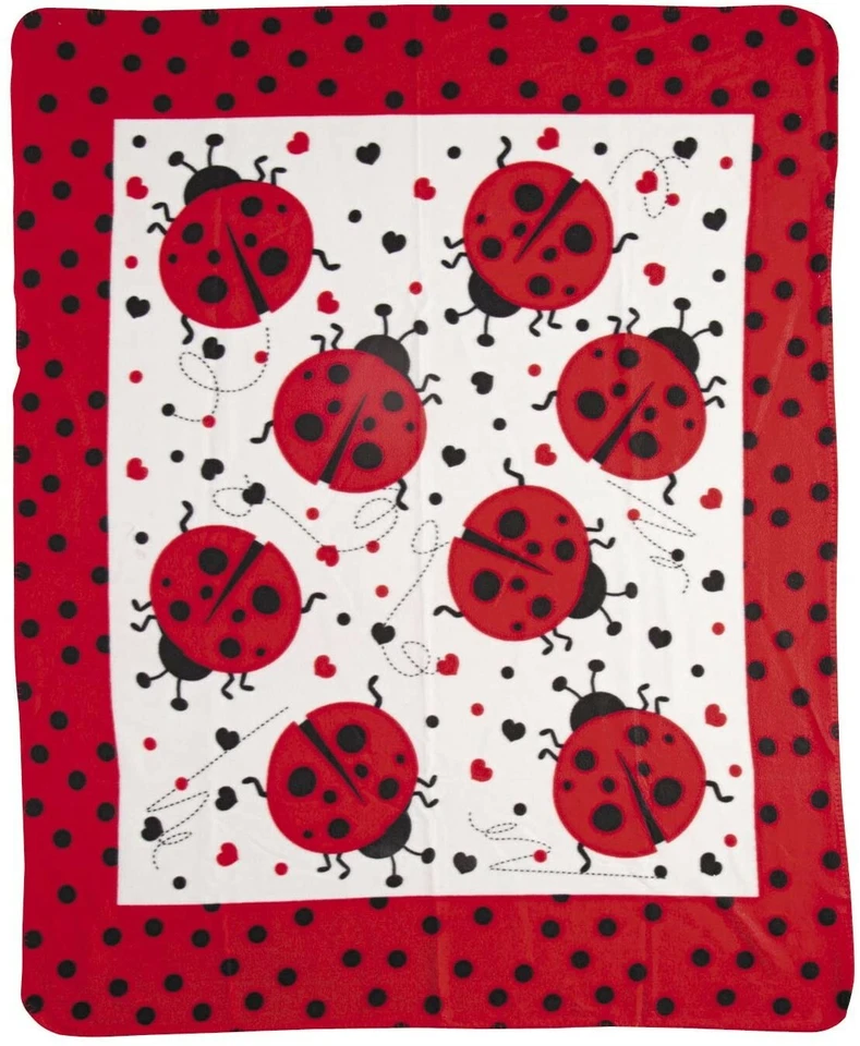 Ladybug Fleece Throw Blanket - Lightweight Super Soft Cozy Luxury Duvet Cover - Image 1 of 4