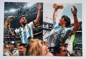 Lionel Messi Diego Maradona Autogrammfoto Repro Unterschrift Argentinien RAR - Bild 1 von 1