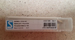 Sutton Tools Endmill E105 1588 5/8" Regular 2 Flute R30 Threaded HSS-Co TiN New - Picture 1 of 3