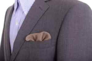 Cesare Attolini Solid Taupe Cashmere Pocket Square Handmade In Italy