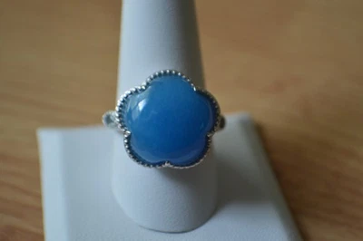 16.20ct Natural Blue Jade / Apatite Ring Rhodium over Fine Silver Size 10 - Image 1 of 4