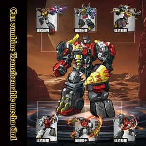 D3005 Dinosaur Beast Alloy Transformable Toys Model Action Figure Children 6in1 - Picture 1 of 9