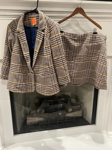 Conjunto Blazer y Falda ModCloth Multicolor Pata de Gallo a Cuadros Tweed Talla Grande 3XL - Imagen 1 de 18