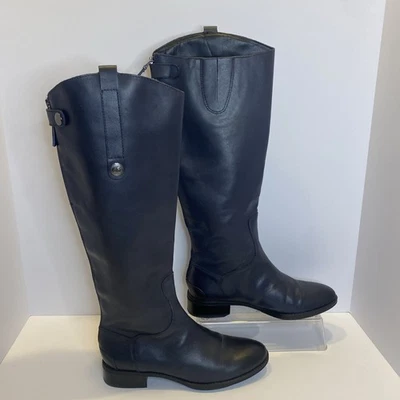 Botas de montar ecuestres Sam Edelman para mujer de cuero hasta la rodilla azul marino Foto 1 de 4