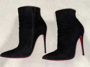 Christian Louboutin So Kate Booty 120 Ankle Boots Womens Size 7.5 B Black Suede - Picture 1 of 10