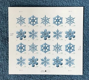 Scott 4101-04, 39c Holiday Snowflakes, Mint sheet of 20, Self-adhesive - Picture 1 of 1