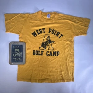 Vtg West Point Golf Camp Yellow T-shirt M Russell USA - Picture 1 of 11