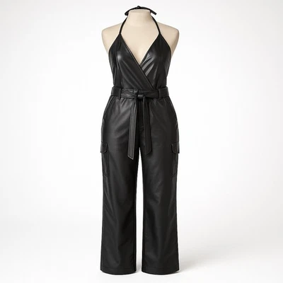 Nuevo con etiquetas Mono Windsor Negro Imitación Cuero Halter M Fiesta Club Calle Gótico Grunge Foto 1 de 4