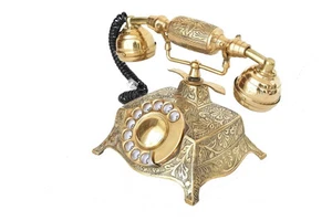 Solid Brass French Working Victorian Style Rotary Dial Phone Telephone Vintage - Picture 1 of 7